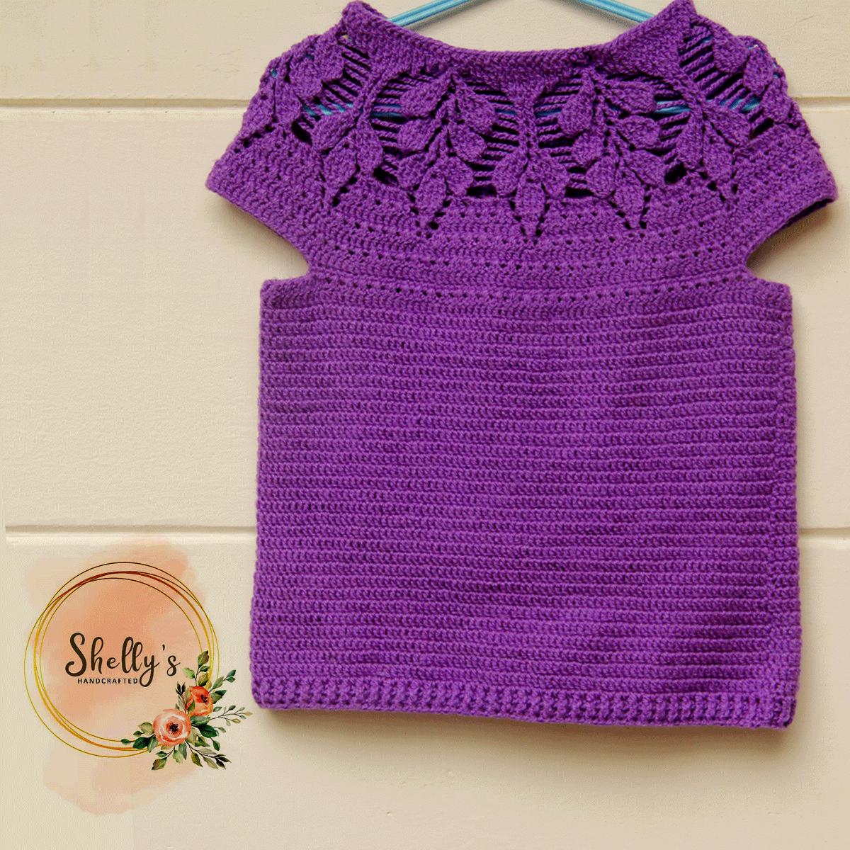 Crochet lace yoke pullover 