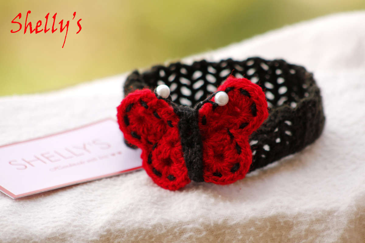 Crocheted Butterfly Headband 