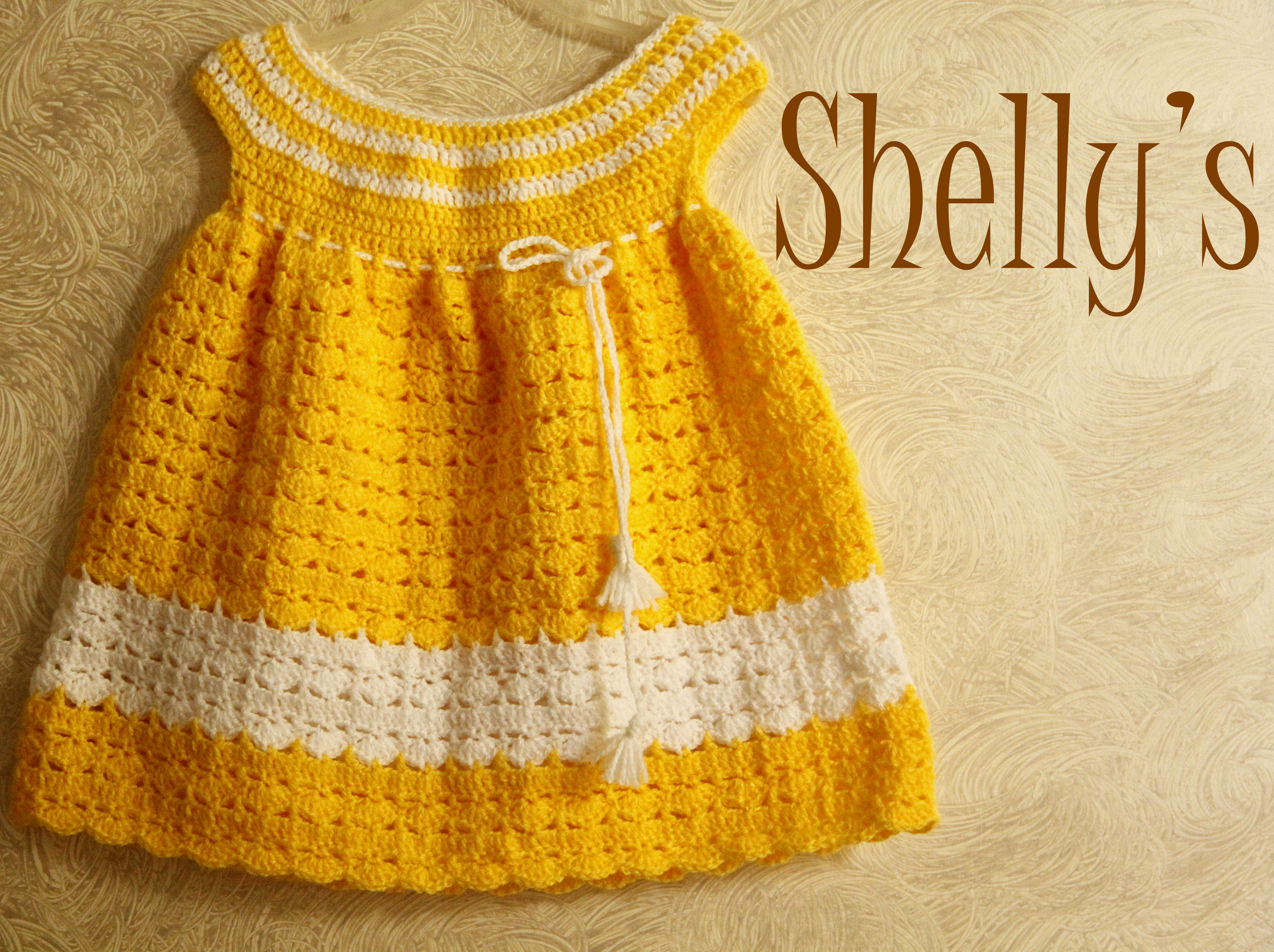 Crocheted dress-Yellow-White  