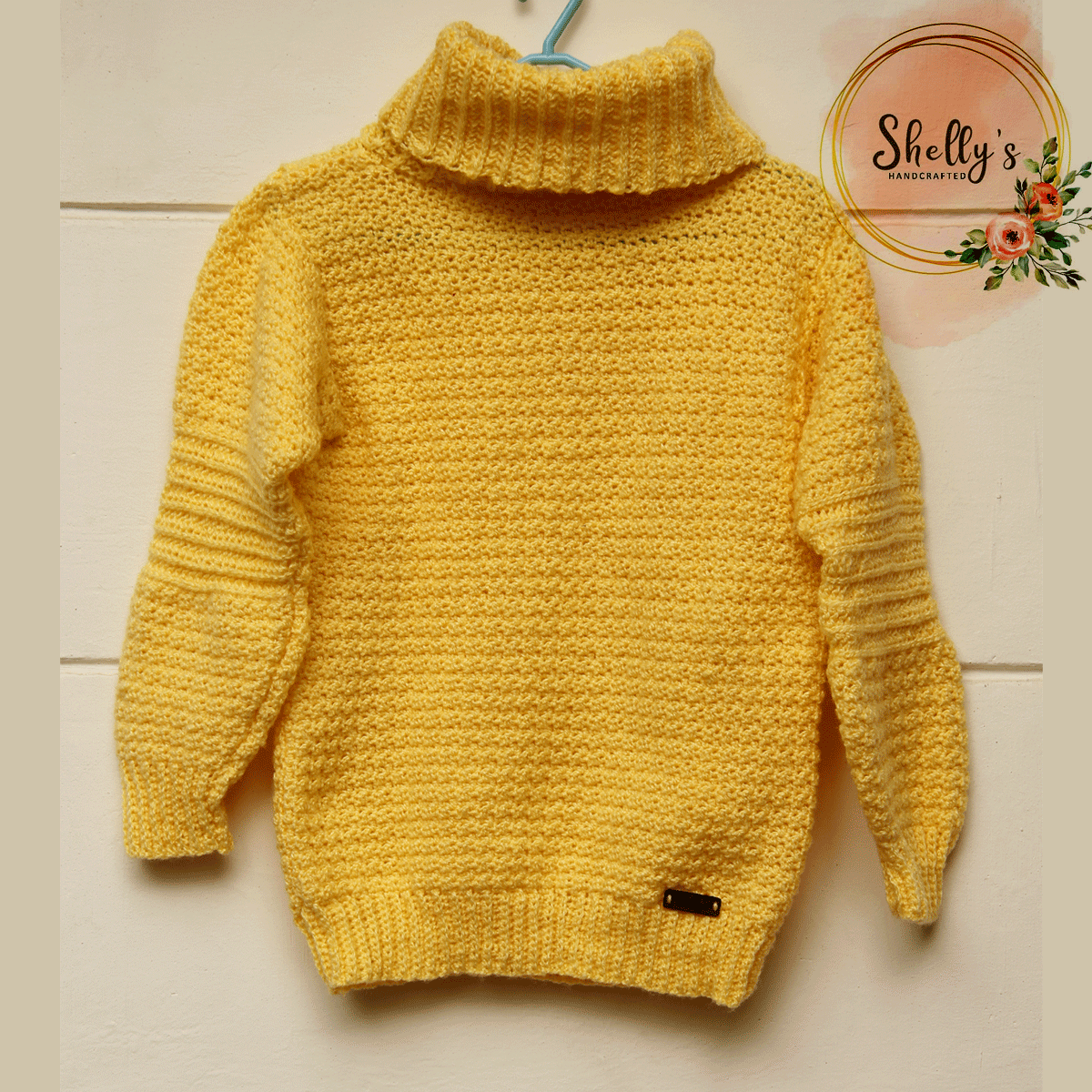 Textured High Neck Pullover Yellow 